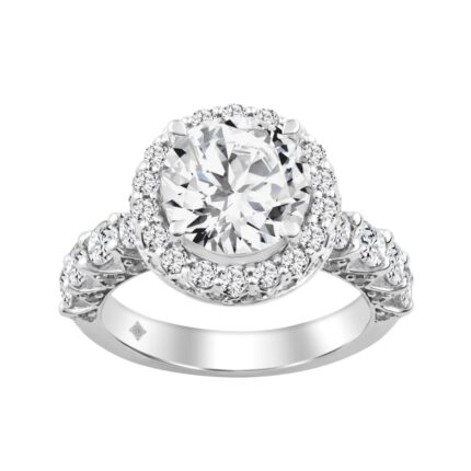 14K WHITE GOLD 4 1/2CT ROUND DIAMOND LADIES RING (CENTER STONE ROUND DIAMOND 3CT)