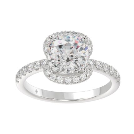 14K WHITE GOLD 4 1/2CT ROUND/CUSHION DIAMOND LADIES RING (CENTER STONE CUSHION DIAMOND 4CT & Color F-G Clarity VS1/VS2)
