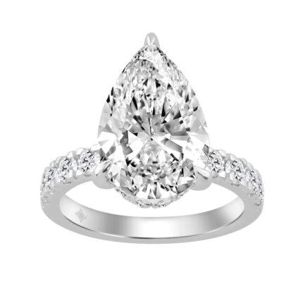 14K WHITE GOLD 4 3/4CT ROUND/PEAR DIAMOND LADIES RING (CENTER STONE PEAR DIAMOND 4CT)