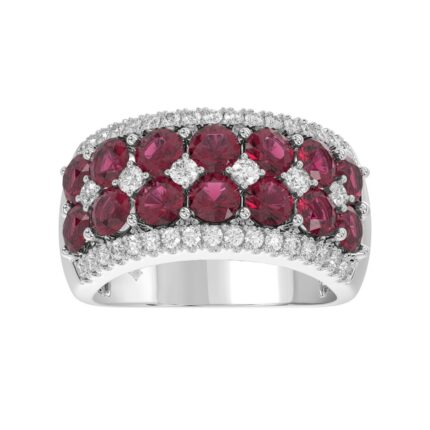 14K WHITE GOLD 4.00CT ROUND DIAMOND LADIES RING (CENTER STONE ROUND RUBY DIAMOND 3 1/2CT)