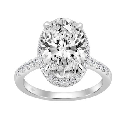 14K WHITE GOLD 5 1/2CT ROUND/OVAL DIAMOND LADIES RING (CENTER STONE OVAL DIAMOND 5CT)