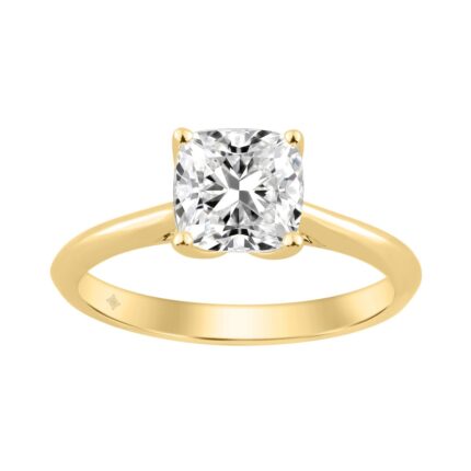 14K YELLOW GOLD 1 1/2CT CUSHION DIAMOND LADIES RING