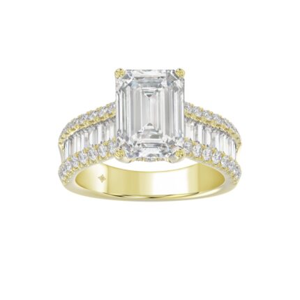 14K YELLOW GOLD 1 1/4CT ROUND/BAGUETTE/RADIANT DIAMOND LADIES RING (CENTER STONE RADIANT DIAMOND 4CT)