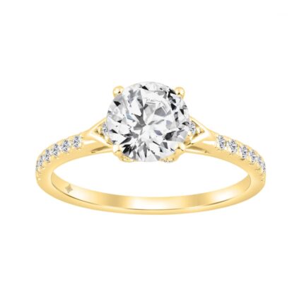 14K YELLOW GOLD 1.00CT ROUND DIAMOND LADIES RING (CENTER STONE ROUND DIAMOND 3/4CT)