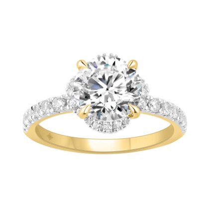 14K YELLOW GOLD 2 1/2CT ROUND DIAMOND LADIES RING (CENTER STONE ROUND DIAMOND 2CT)