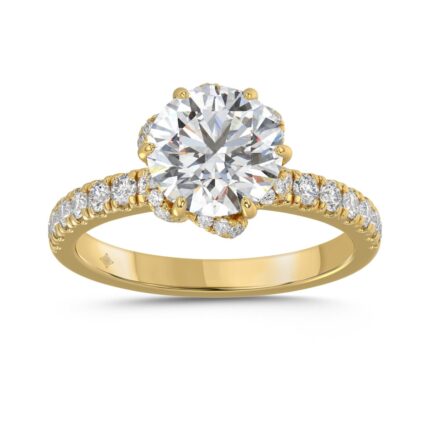 14K YELLOW GOLD 2 1/2CT ROUND DIAMOND LADIES RING (CENTER STONE ROUND DIAMOND 2CT)