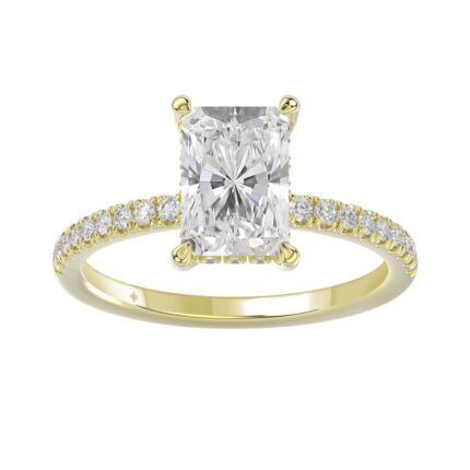 14K YELLOW GOLD 2 1/4CT ROUND/RADIANT DIAMOND LADIES RING (CENTER STONE RADIANT DIAMOND 2CT)