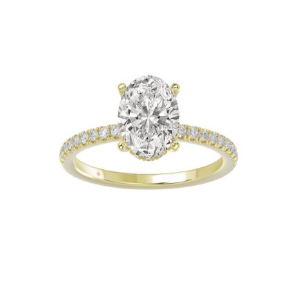 14K YELLOW GOLD 2 1/5CT ROUND/OVAL DIAMOND LADIES RING (CENTER STONE OVAL DIAMOND 2CT)