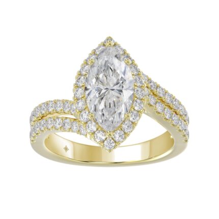 14K YELLOW GOLD 2 3/4CT ROUND/MARQUISE DIAMOND LADIES RING (CENTER STONE MARQUISE DIAMOND 2CT)