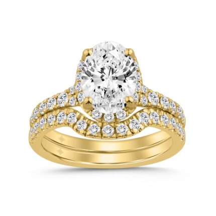 14K YELLOW GOLD 2 3/4CT ROUND/OVAL DIAMOND LADIES RING (CENTER STONE OVAL DIAMOND 2CT)