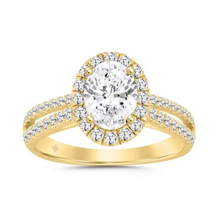 14K YELLOW GOLD 2.00CT ROUND/OVAL DIAMOND LADIES RING (CENTER STONE OVAL DIAMOND 1 1/2CT)