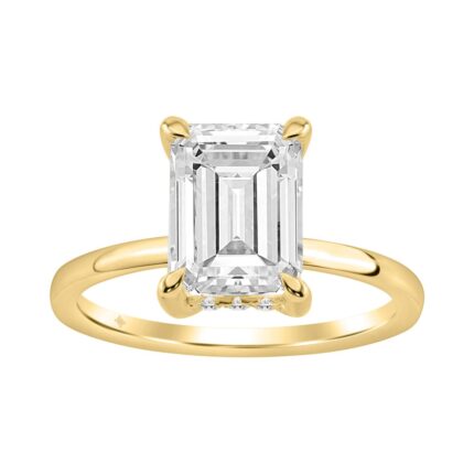 14K YELLOW GOLD 3.00CT EMERALD/ROUND DIAMOND LADIES RING