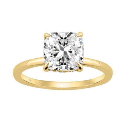 14K YELLOW GOLD 3.00CT ROUND/CUSHION DIAMOND LADIES RING (CENTER STONE CUSHION DIAMOND 3CT)
