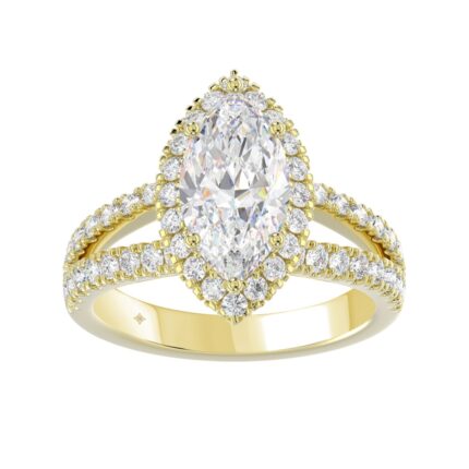 14K YELLOW GOLD 3.00CT ROUND/MARQUISE DIAMOND LADIES RING (CENTER STONE MARQUISE DIAMOND 2CT)