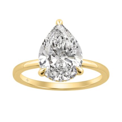 14K YELLOW GOLD 3.00CT ROUND/PEAR DIAMOND LADIES RING (CENTER STONE PEAR DIAMOND 3CT)
