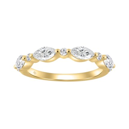 14K YELLOW GOLD 3/4CT ROUND/MARQUISE DIAMOND LADIES BAND