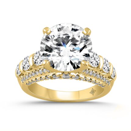 14K YELLOW GOLD 4 1/2CT ROUND DIAMOND LADIES RING (CENTER STONE ROUND DIAMOND 3CT)