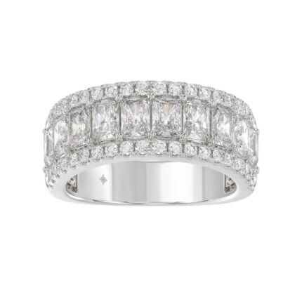 3.00 CT Fashion Band for Ladies Round & Radiant Cut Diamonds 14K White Gold Luxury Band (Color F-G -Clarity VS1/VS2)