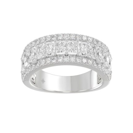 Ladies 14K White Gold Ladies Band 2 1/4CT Featuring Round & Radiant Cut Diamonds