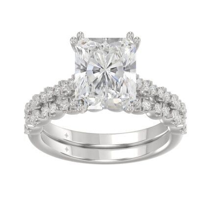 Ladies 14K White Gold Ladies Elegance- Bridal Set  3 1/3CT Round & Radiant Diamond 3.00CT Radiant Center stone (Color F-G -Clarity VS1/VS2)