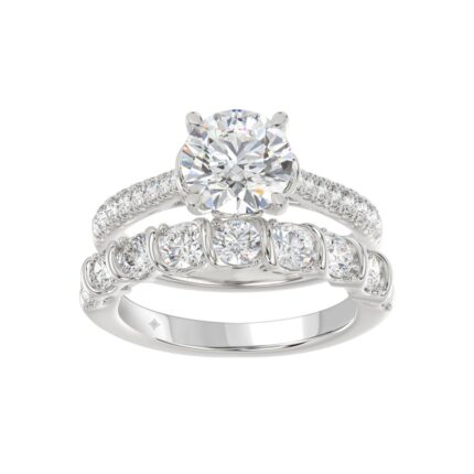 LADIES BRIDAL SET 3 1/2CT ROUND DIAMOND 14K WHITE GOLD (CENTER STONE ROUND DIAMOND 2.00CT)
