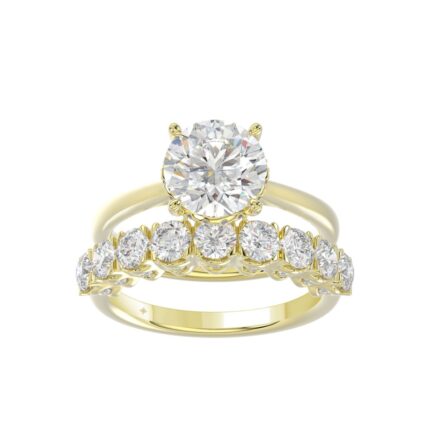 LADIES BRIDAL SET 4 1/10CT ROUND DIAMOND 14K YELLOW GOLD (CENTER STONE ROUND DIAMOND 2 1/2CT)