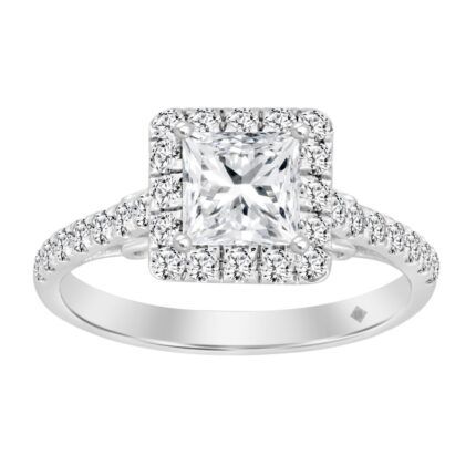 LADIES RING 1 1/2CT ROUND/PRINCESS DIAMOND 14K WHITE GOLD (CENTER STONE PRINCESS DIAMOND 1CT)