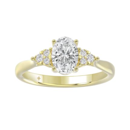 LADIES RING 1 1/8CT ROUND/OVAL DIAMOND 14K YELLOW GOLD (CENTER STONE OVAL DIAMOND 1CT )