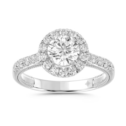 LADIES RING 2 1/2CT ROUND DIAMOND 14K WHITE GOLD (CENTER STONE ROUND DIAMOND 2.00CT)