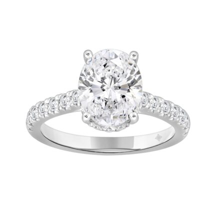 LADIES RING 2 1/2CT ROUND/OVAL DIAMOND 14K WHITE GOLD (CENTER STONE OVAL DIAMOND 2CT )