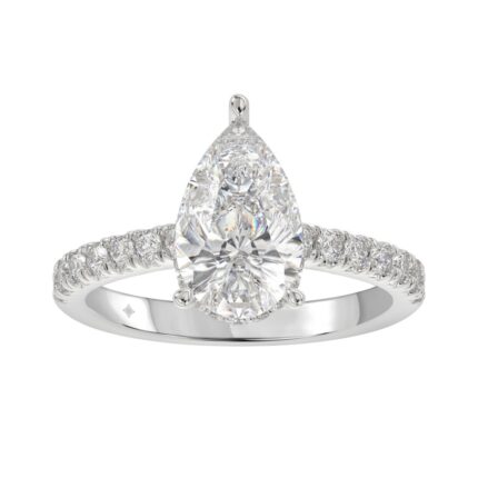 LADIES RING 2 1/2CT ROUND/PEAR/DIAMOND 14K WHITE GOLD