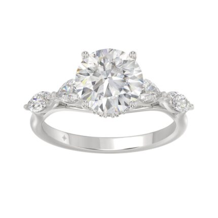 LADIES RING 2 1/2CT ROUND/PEAR/MARQUISE DIAMOND 14K WHITE GOLD (CENTER STONE ROUND DIAMOND 2.00CT)