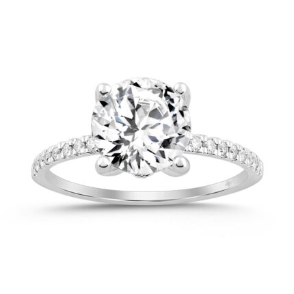 LADIES RING 2 1/4CT ROUND DIAMOND 14K WHITE GOLD (CENTER STONE ROUND DIAMOND 2CT )