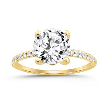LADIES RING 2 1/4CT ROUND DIAMOND 14K YELLOW GOLD (CENTER STONE ROUND DIAMOND 2CT )