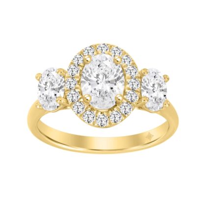 LADIES RING 2 1/4CT ROUND/OVAL DIAMOND 14K YELLOW GOLD (CENTER STONE OVAL DIAMOND 1CT )