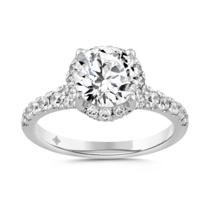 LADIES RING 2 3/4CT ROUND DIAMOND 14K WHITE GOLD (CENTER STONE ROUND DIAMOND 2CT )
