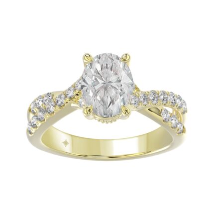 LADIES RING 2CT ROUND/OVAL DIAMOND 14K YELLOW GOLD (CENTER STONE OVAL DIAMOND 1 1/2CT )
