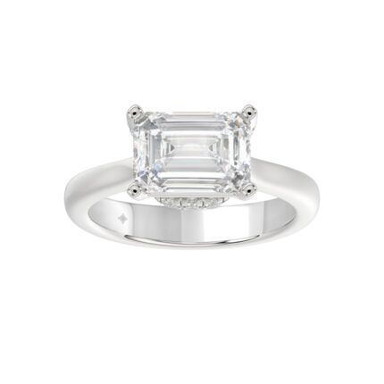 LADIES RING 3 1/4CT ROUND/EMERALD DIAMOND 14K WHITE GOLD (CENTER STONE EMERALD DIAMOND 3CT)