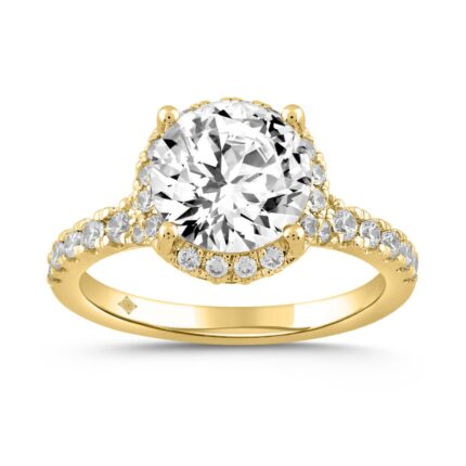 LADIES RING 3 3/4CT ROUND DIAMOND 14K YELLOW GOLD (CENTER STONE ROUND DIAMOND 3CT )