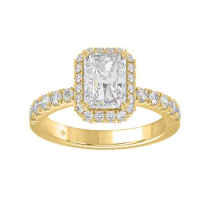 LADIES RING 4.00CT ROUND DIAMOND 18K YELLOW GOLD (CENTER STONE EMERALD DIAMOND 3CT )
