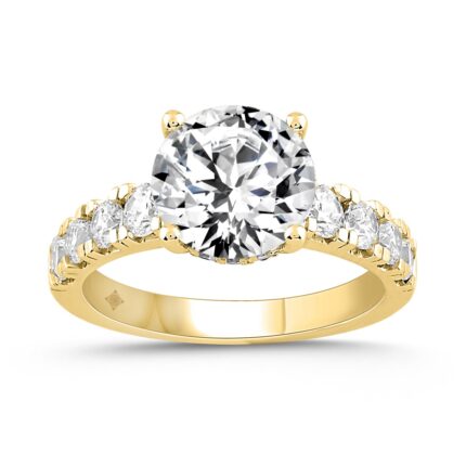 LADIES RING 4CT ROUND DIAMOND 14K YELLOW GOLD (CENTER STONE ROUND DIAMOND 3CT )