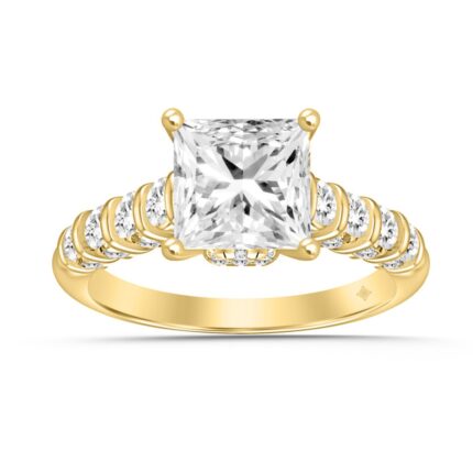 LADIES RINGS 2 1/2CT ROUND/PRINCESS DIAMOND 14K YELLOW GOLD (CENTER STONE PRINCESS DIAMOND 2.00CT)