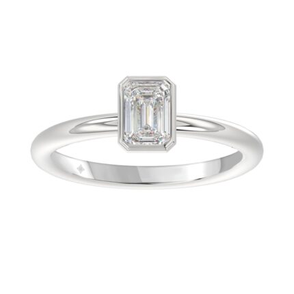 LADIES SOLITAIRE RING 1CT EMERALD DIAMOND 14K WHITE GOLD (CENTER STONE EMERALD DIAMOND 1CT )