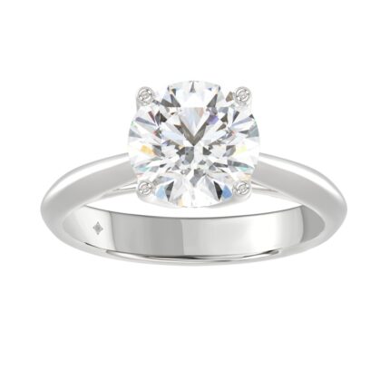 LADIES SOLITAIRE RING 2 1/2CT ROUND DIAMOND 14K WHITE GOLD