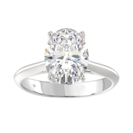 LADIES SOLITAIRE RING 4CT OVAL DIAMOND 14K WHITE GOLD