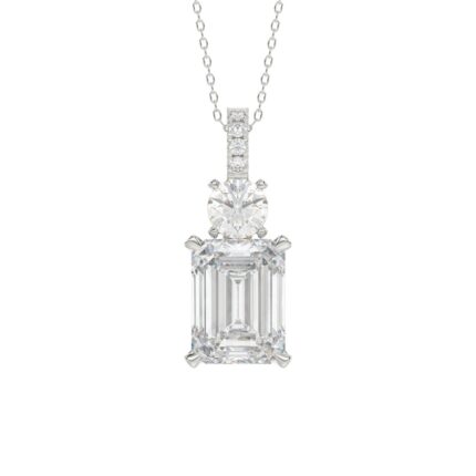 LADIES PENDANT 1 3/4CT ROUND/EMERALD DIAMOND 14K WHITE GOLD (CENTER STONE EMERALD DIAMOND 1 1/2CT)
