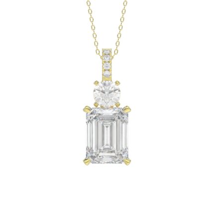 LADIES PENDANT 1 3/4CT ROUND/EMERALD DIAMOND 14K YELLOW GOLD (CENTER STONE EMERALD DIAMOND 1 1/2CT)