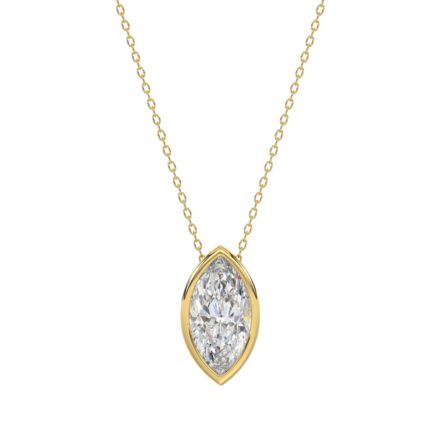LADIES SOLITAIRE PENDANT 2CT MARQUISE DIAMOND 14K YELLOW GOLD