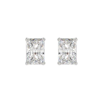 14K WHITE GOLD 4CT RADIANT DIAMOND LADIES SOLITAIRE EARRINGS