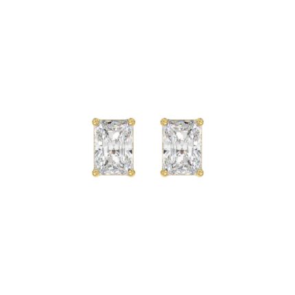 14K YELLOW GOLD 2CT RADIANT DIAMOND LADIES SOLITAIRE EARRINGS